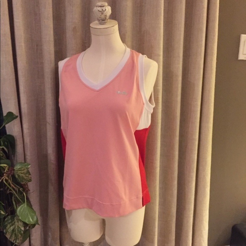 Ellesse Sleeveless V-neck tank  top - Pink + Red + White XL NWT